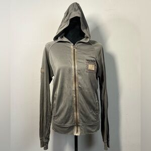 Authentic PRADA Army Green Cotton Utility Zip Up Hooded Jacket